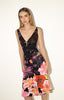 Roberto Cavalli <br> S/S 2003 runway silk chiffon plunge metallic floral print dress