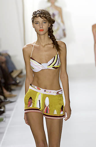 Emilio Pucci <br> S/S 2002 silk jersey tie front Emilio signed A-line dress