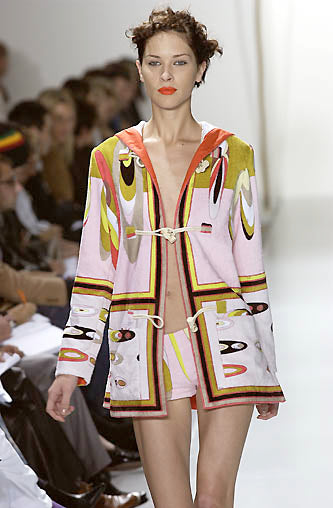 Emilio Pucci <br> S/S 2002 silk jersey tie front Emilio signed A-line dress