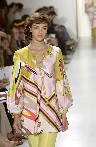 Emilio Pucci <br> S/S 2002 silk jersey tie front Emilio signed A-line dress