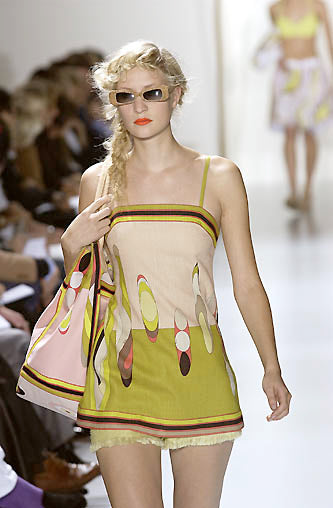 Emilio Pucci <br> S/S 2002 silk jersey tie front Emilio signed A-line dress