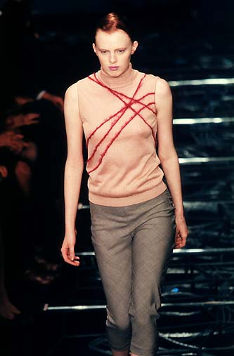 Gianni Versace <br> S/S 1998 Couture runway mohair stripe turtleneck top