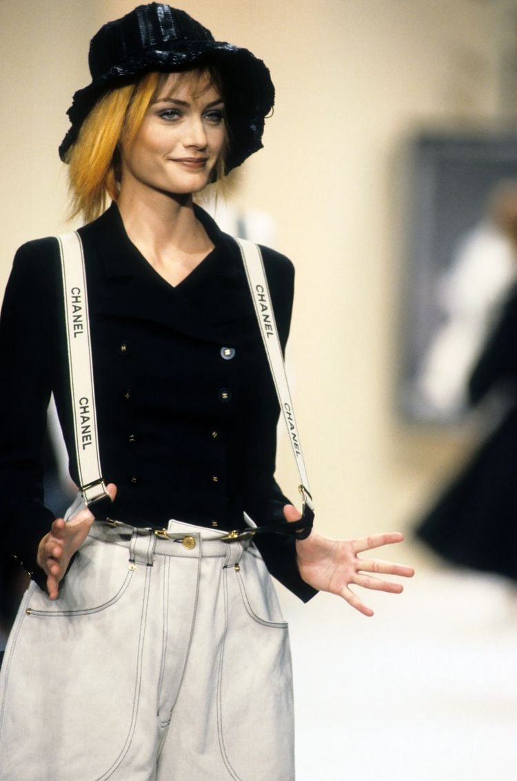 Chanel <br> S/S 1994 runway logo print suspenders