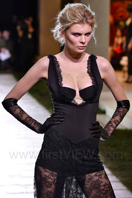 La Perla <br> F/W 2017 runway lace plunge front jumpsuit