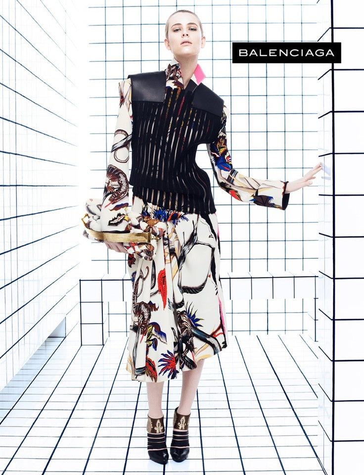Balenciaga <br> Nicolas Ghesquière F/W 2011 runway & campaign silk print button down