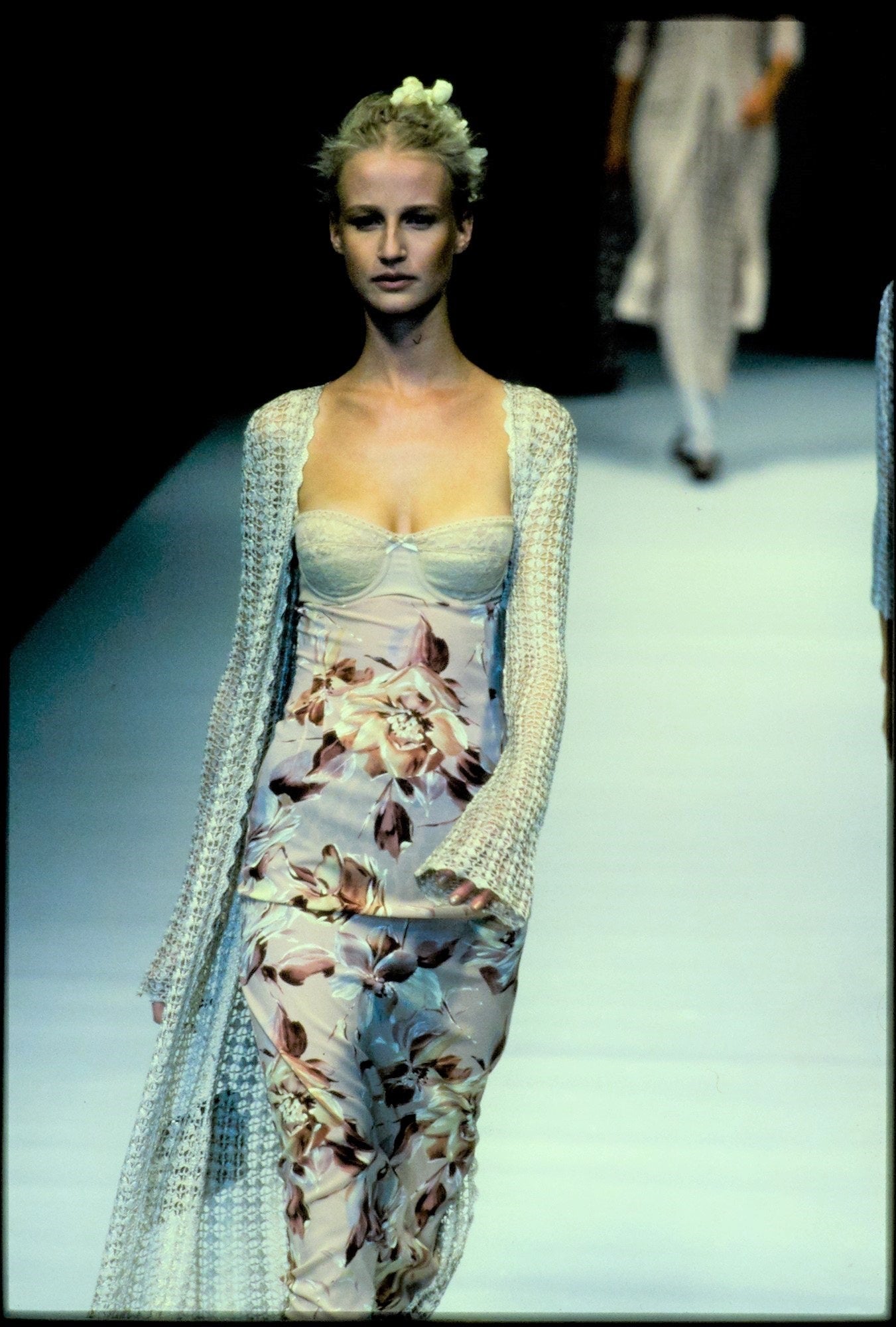 Dolce & Gabbana <br> S/S 1997 floral chiffon & lace bustier slip dress