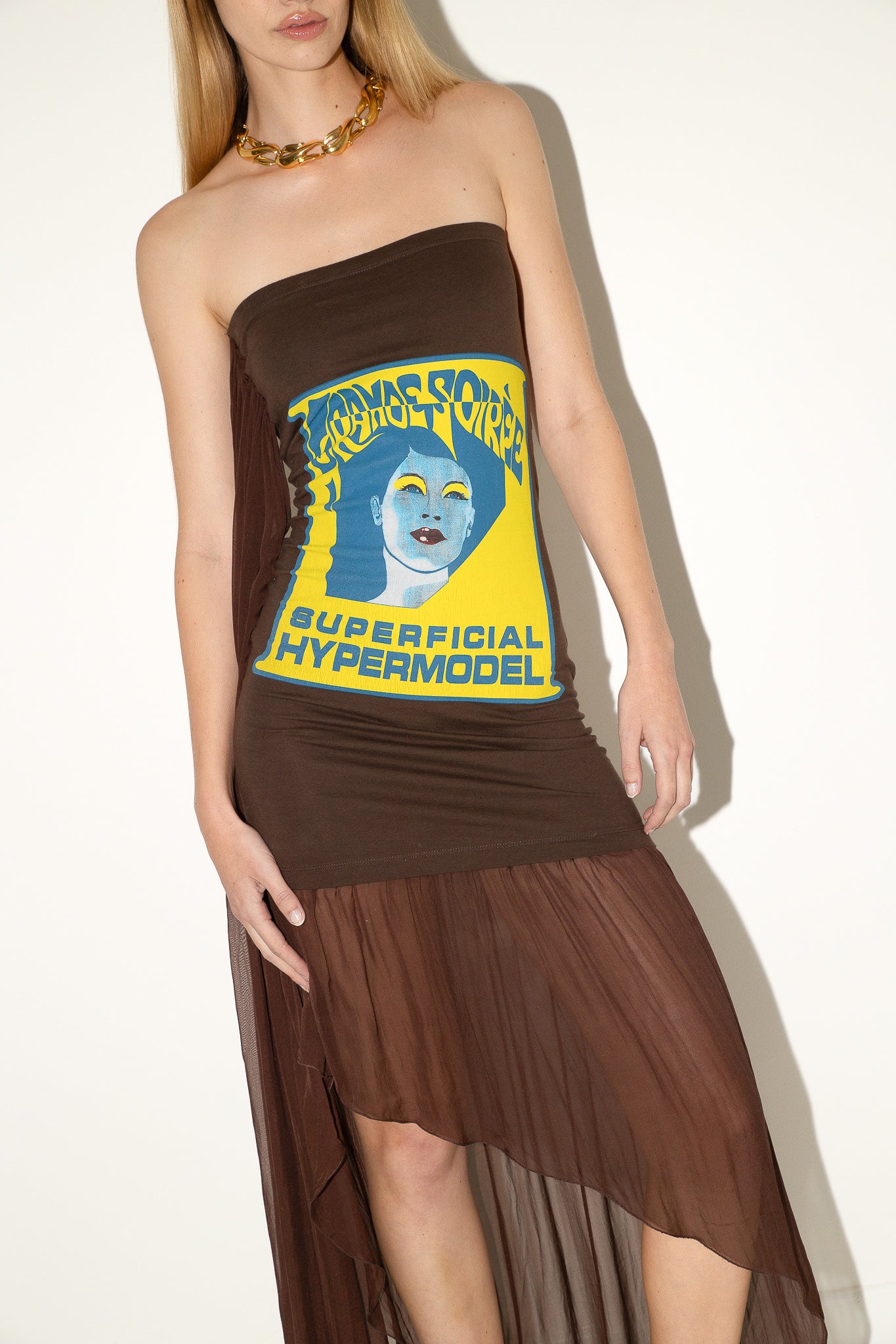 Dolce & Gabbana <br> D&G S/S 2003 graphic print sheer chiffon drape dress