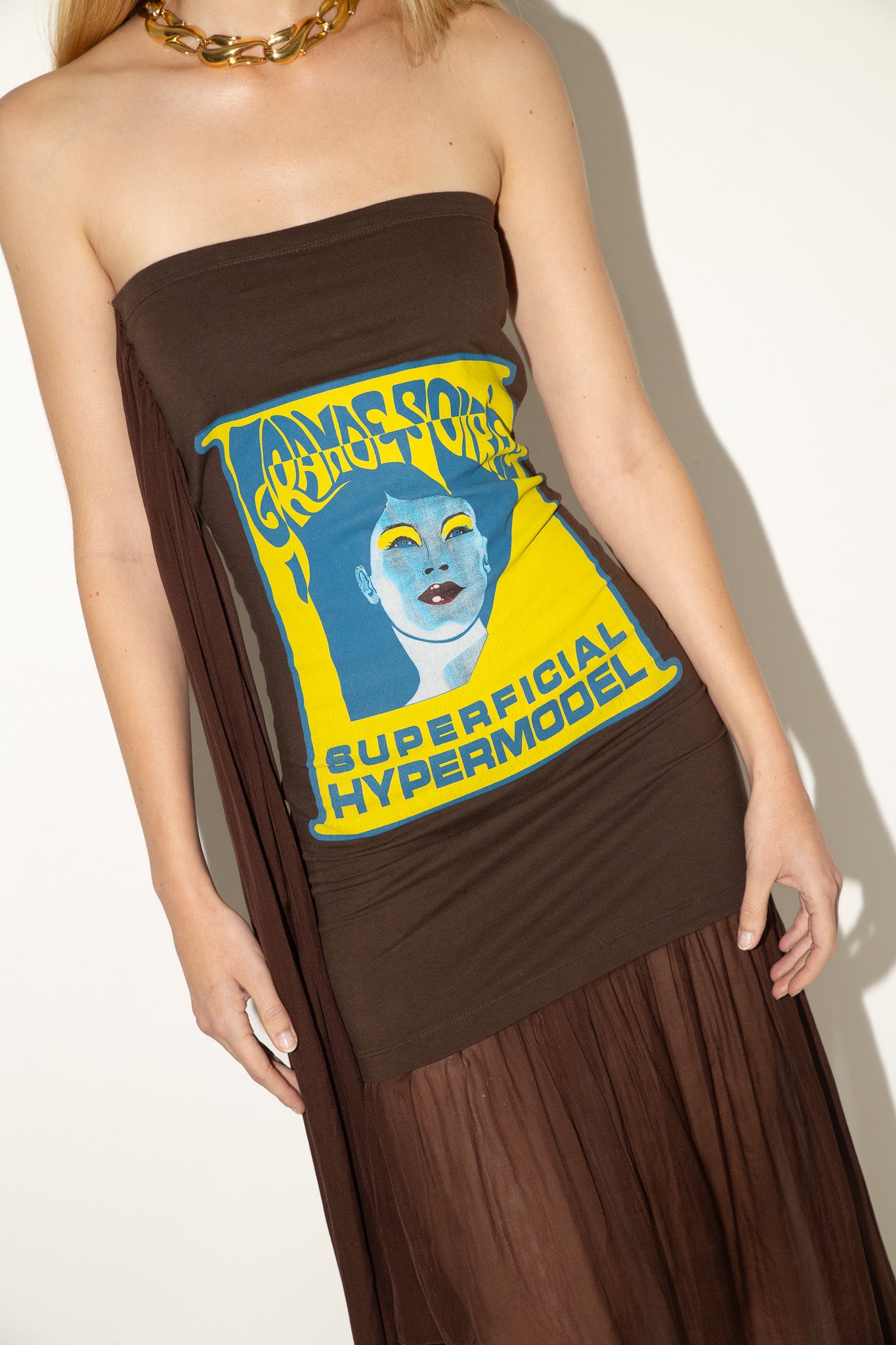 Dolce & Gabbana <br> D&G S/S 2003 graphic print sheer chiffon drape dress