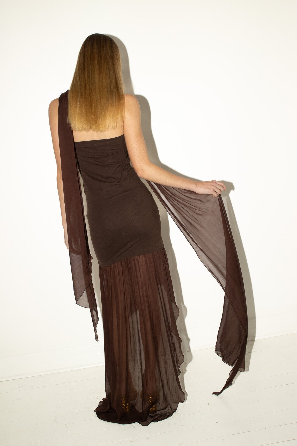 Dolce & Gabbana <br> D&G S/S 2003 graphic print sheer chiffon drape dress