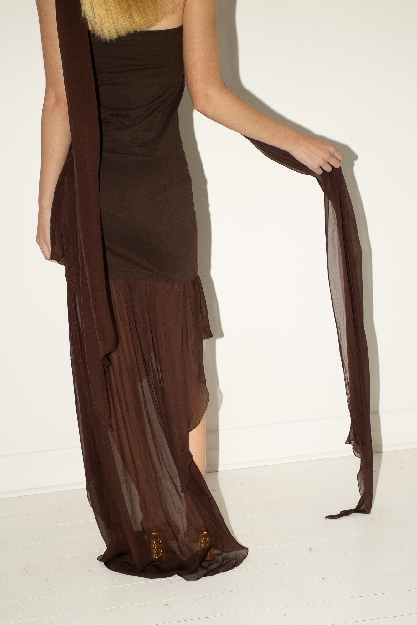 Dolce & Gabbana <br> D&G S/S 2003 graphic print sheer chiffon drape dress