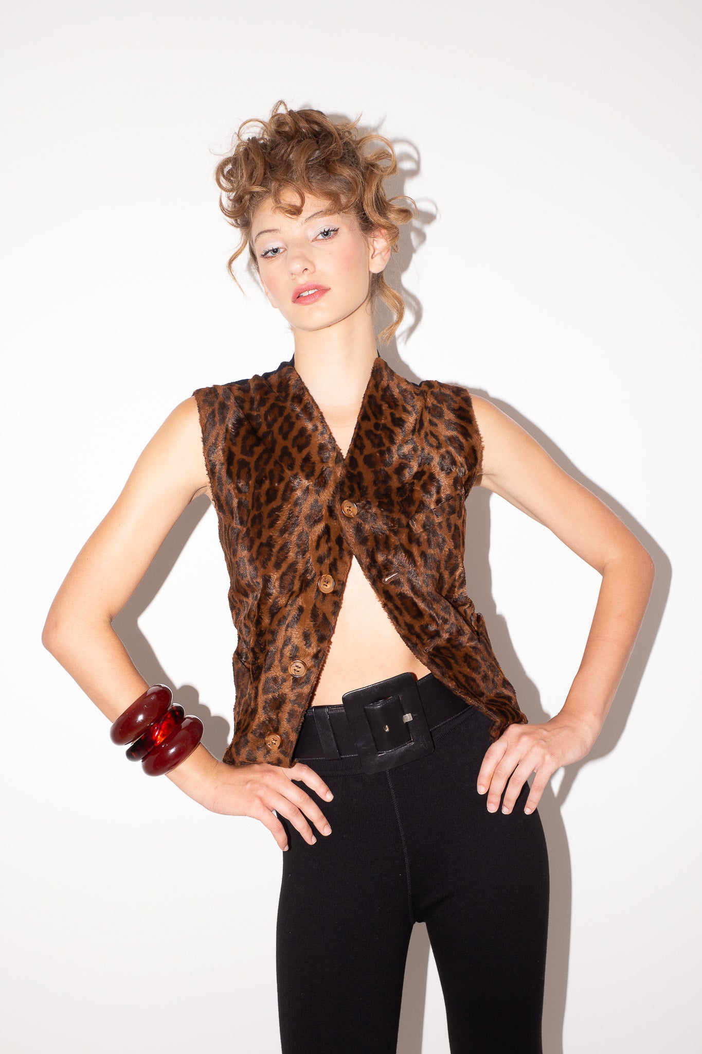 Dolce & Gabbana <br> 90's faux fur leopard print waistcoat