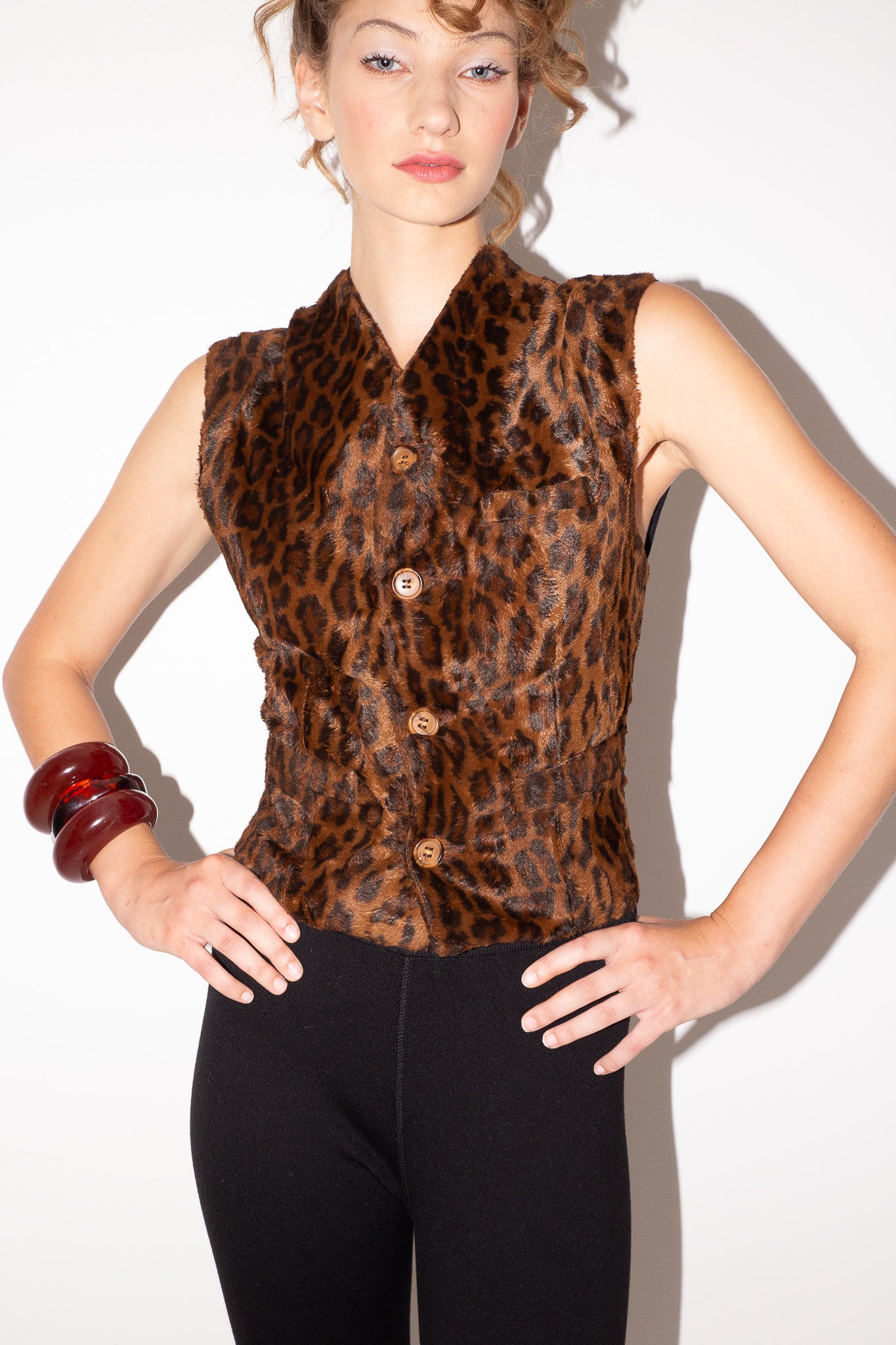 Dolce & Gabbana <br> 90's faux fur leopard print waistcoat