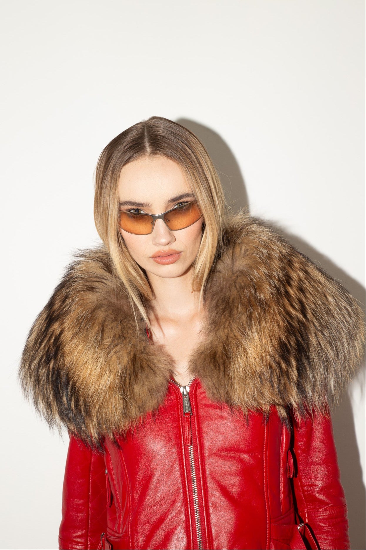Dsquared2 <br> F/W 2007 leather biker jacket with removable fur collar