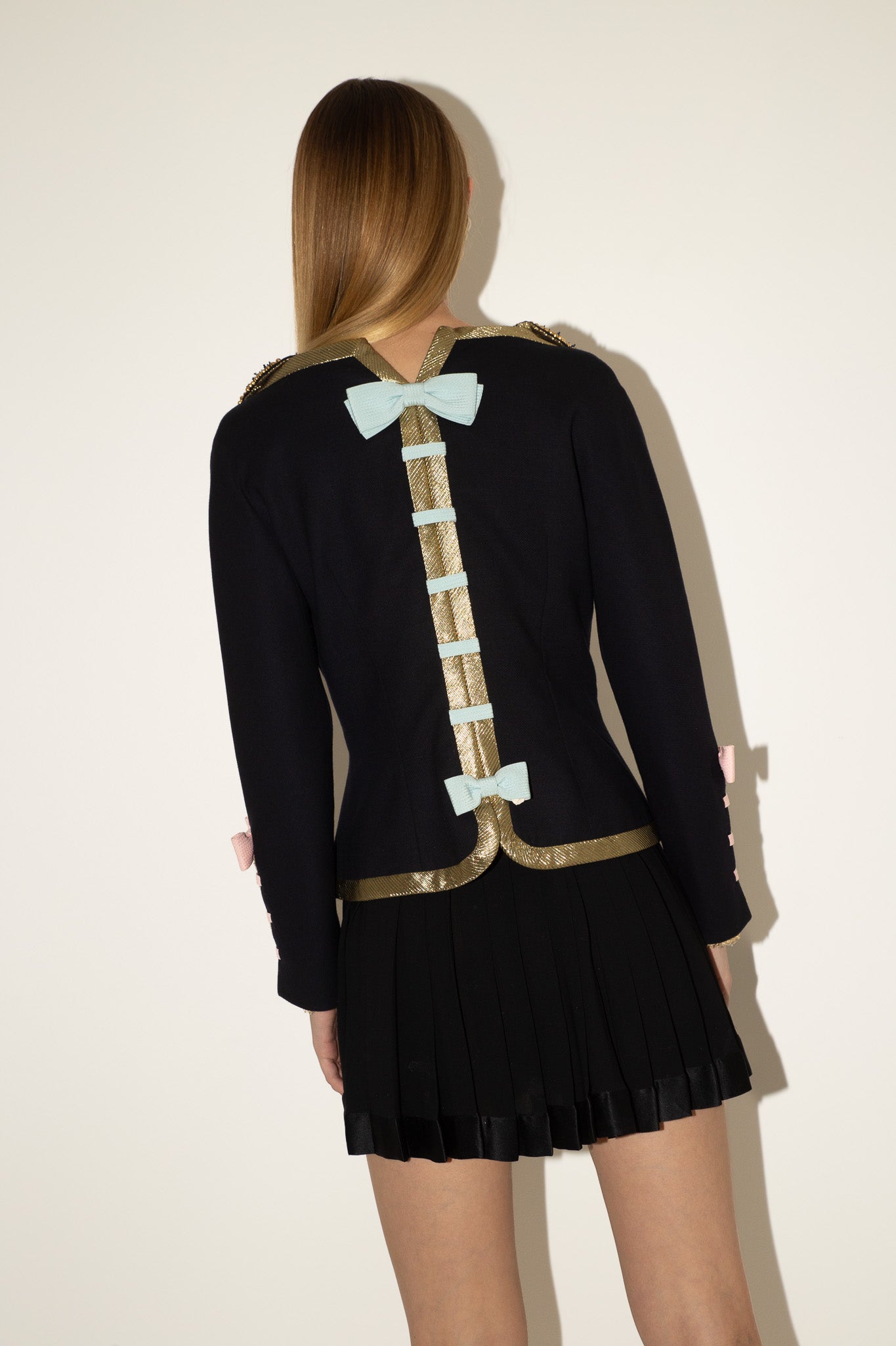 Gianni Versace <br> S/S 1992 Couture runway & campaign beaded collar jacket with lace & ribbon detail