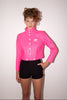 Courreges <br> 90's neon pink vinyl logo bomber jacket
