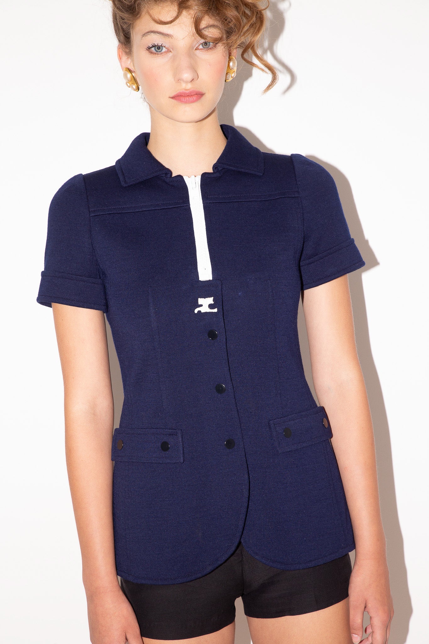 Courreges <br> 70's Hyperbole zipper logo tunic top