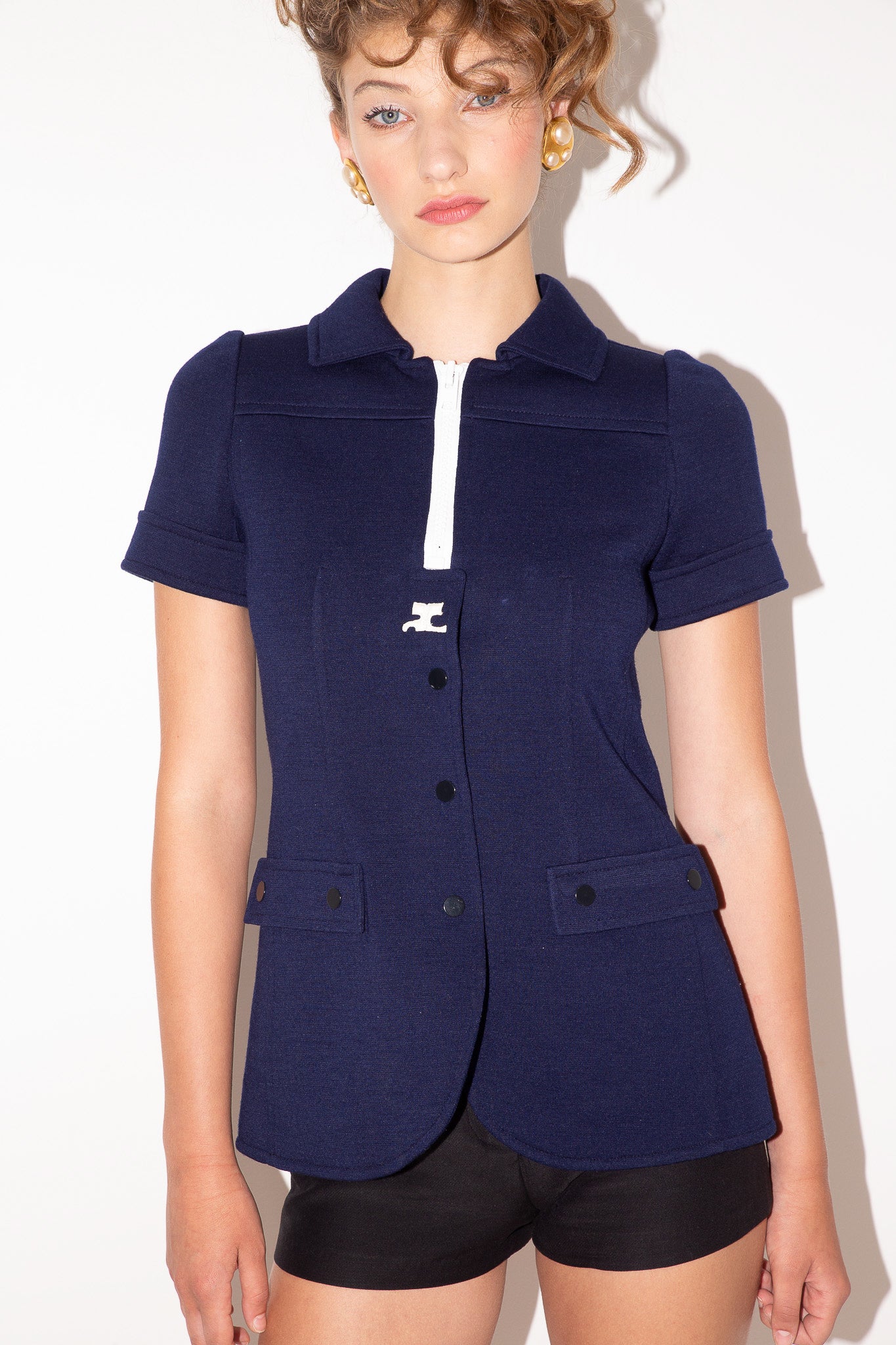Courreges <br> 70's Hyperbole zipper logo tunic top