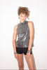 Paco Rabanne <br> 90's metallic silver foiled grid top