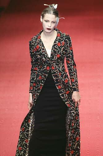 Dolce & Gabbana <br> F/W 1997 floral velvet coat with leopard lining