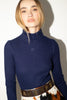 Courregès <br> 70's navy ribbed knit logo turtleneck sweater