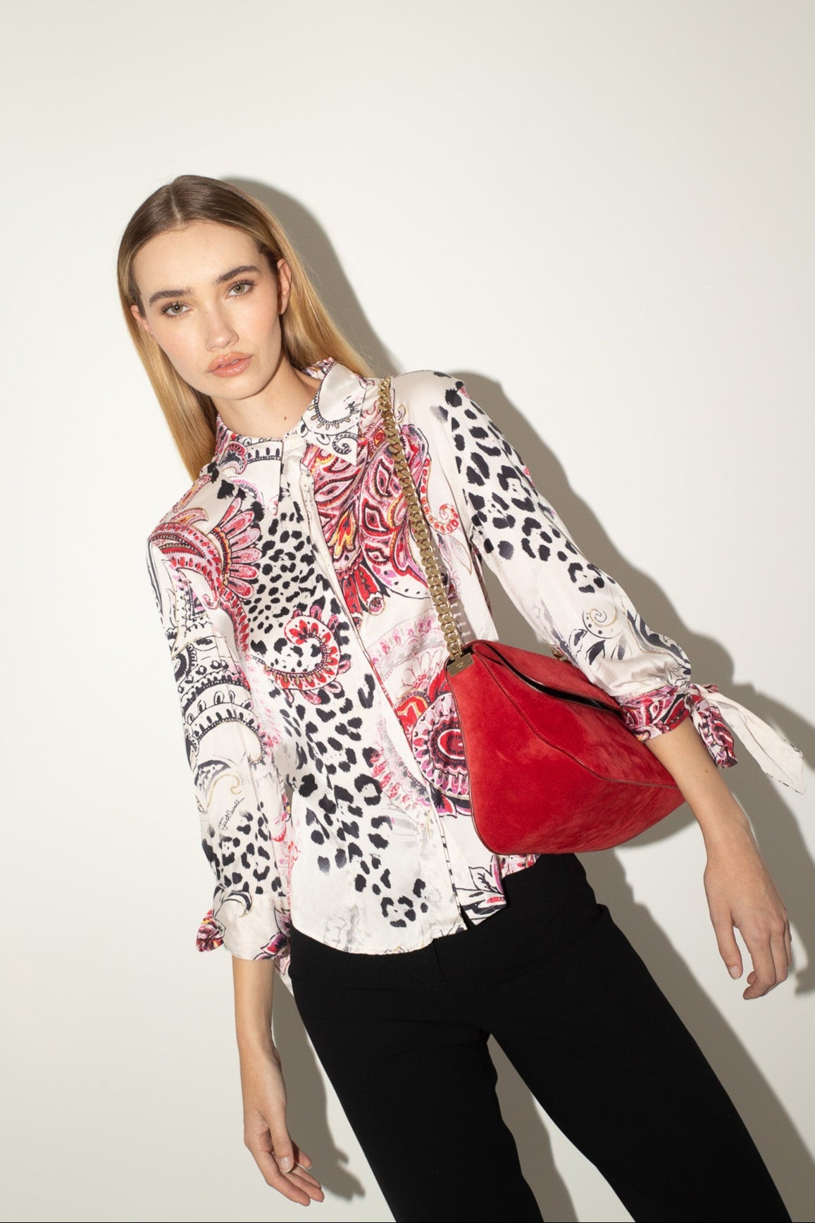 Roberto Cavalli <br> 2000's metallic glitter print silk shirt