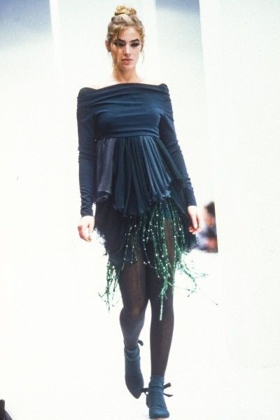 Dolce & Gabbana <br> S/S 1991 stretch jersey & silk chiffon dress