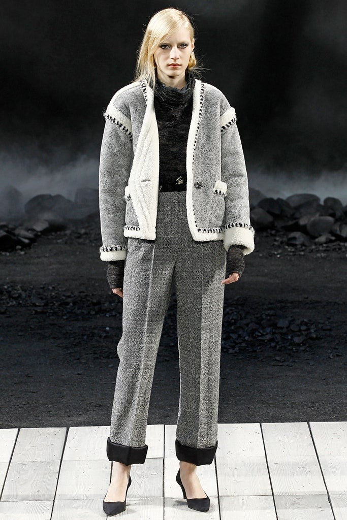 Chanel <br> F/W 2011 runway tailored tweed satin cuff trousers
