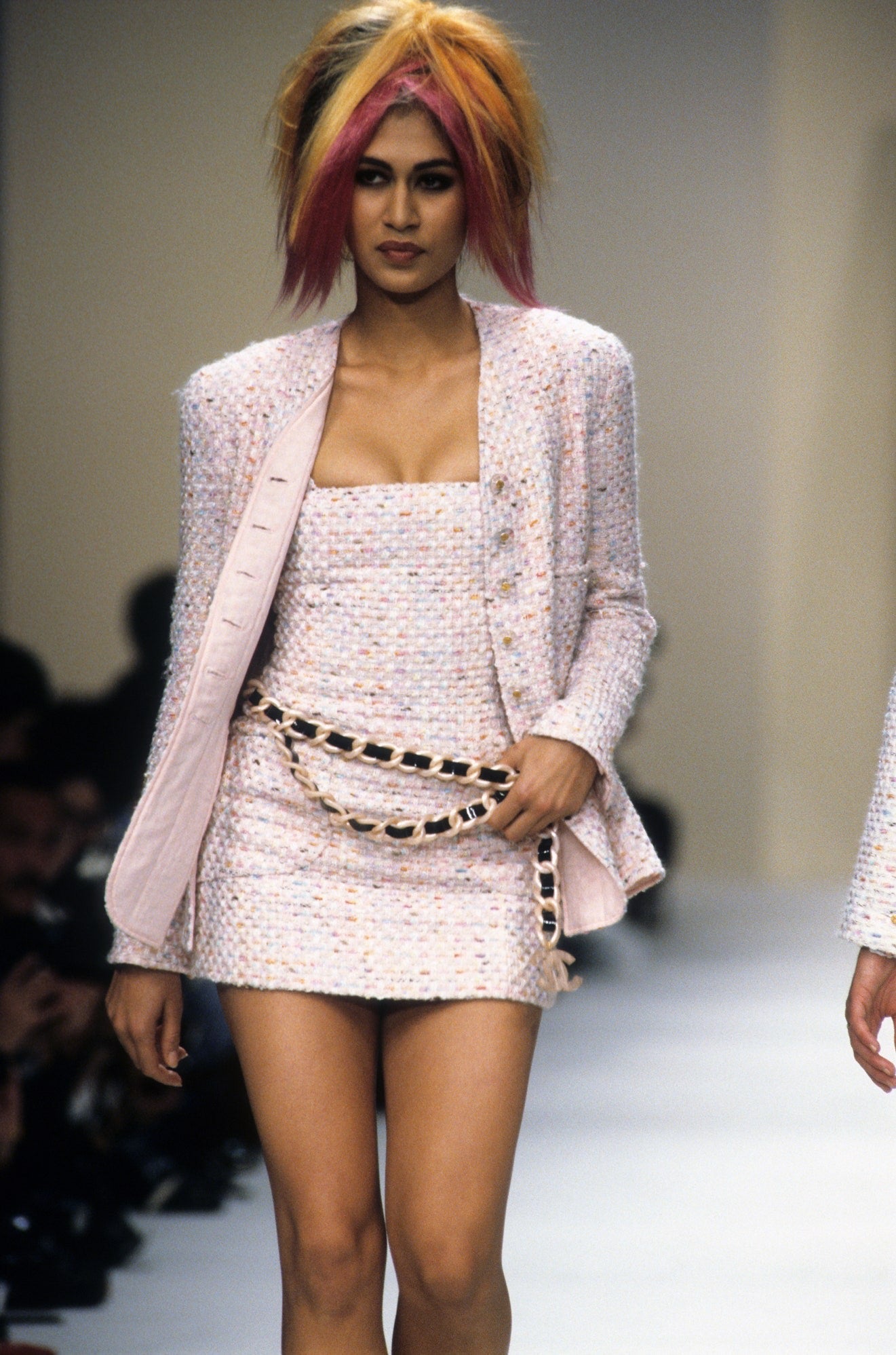 Chanel <br> S/S 1994 Karl Lagerfeld metallic tweed mini dress