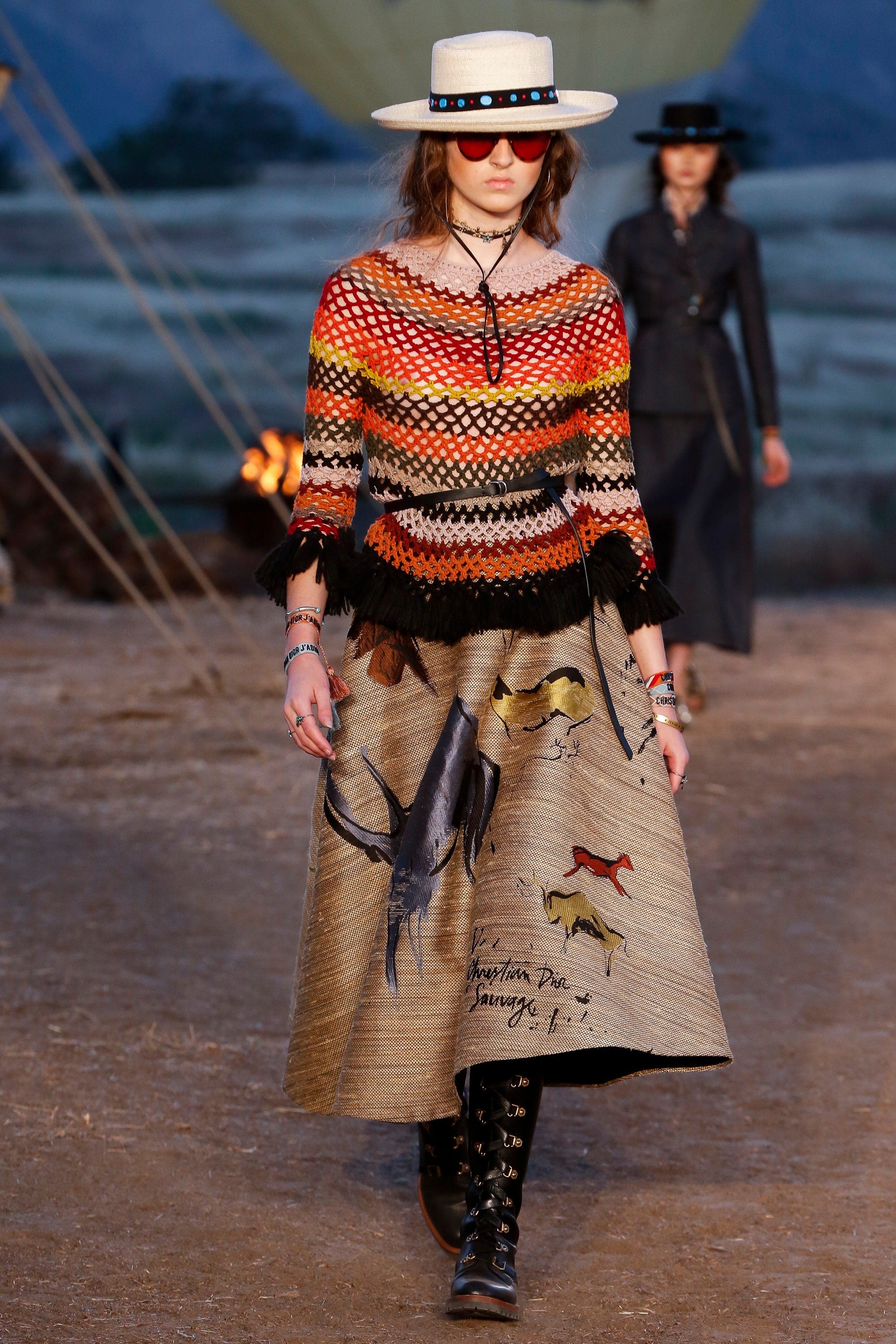 Christian Dior <br> Resort 2018 runway stripe knit crochet jumper