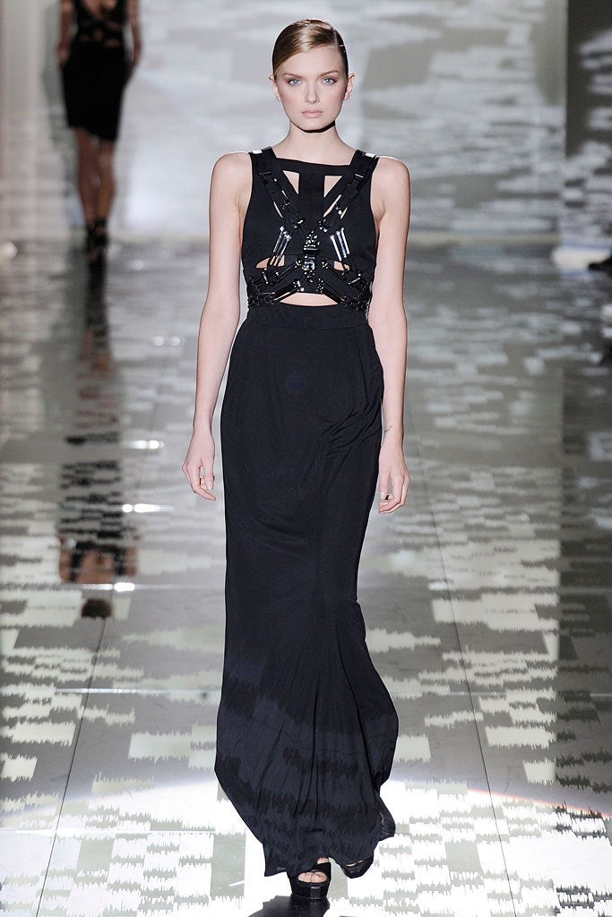 Gucci <br> S/S 2010 runway gown with cut-outs and chrome & crystal embellishment