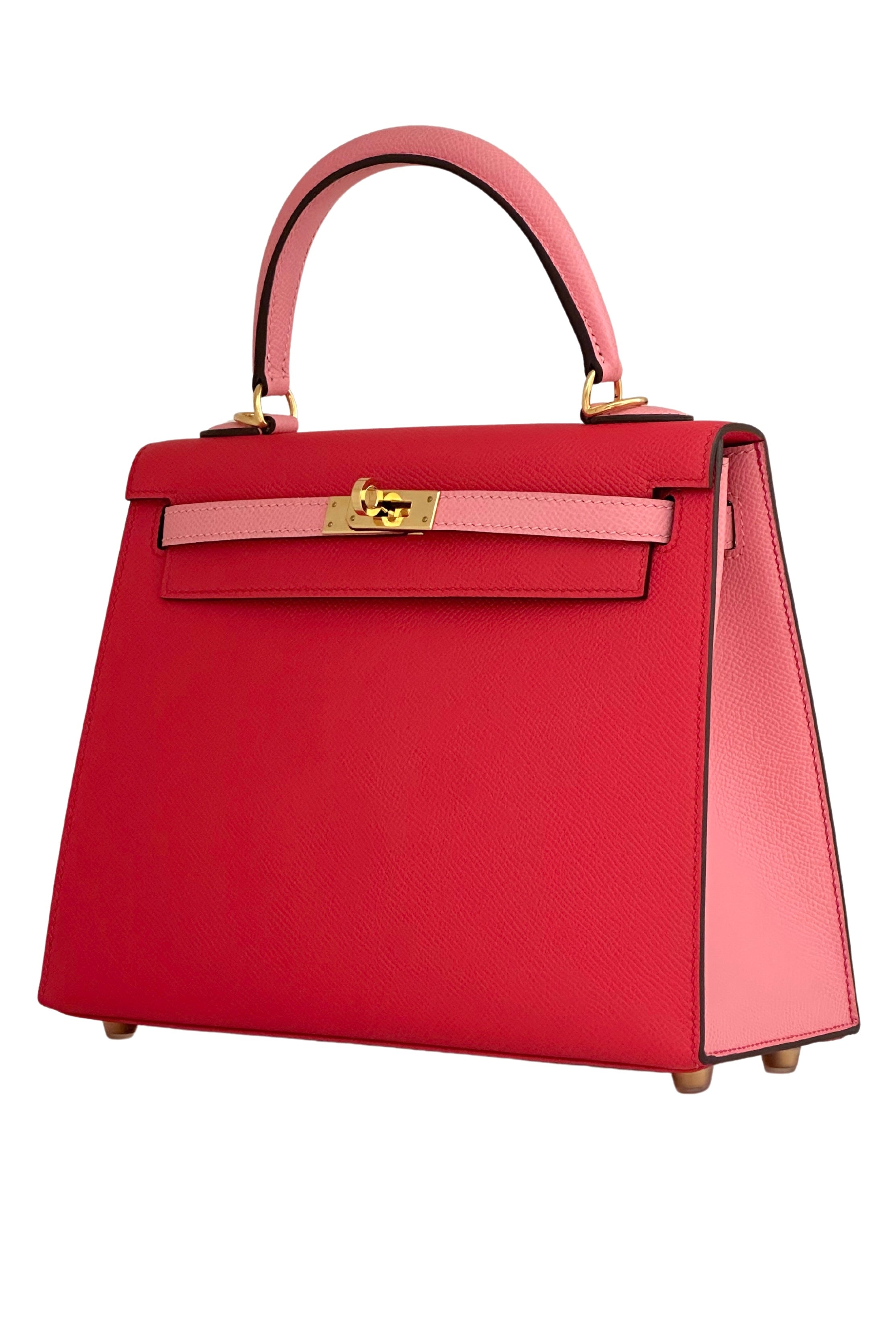 Hermès Paris <br> 2021 Custom Kelly 25 in two tone Epsom leather with Gold hardware & Horseshoe stamp