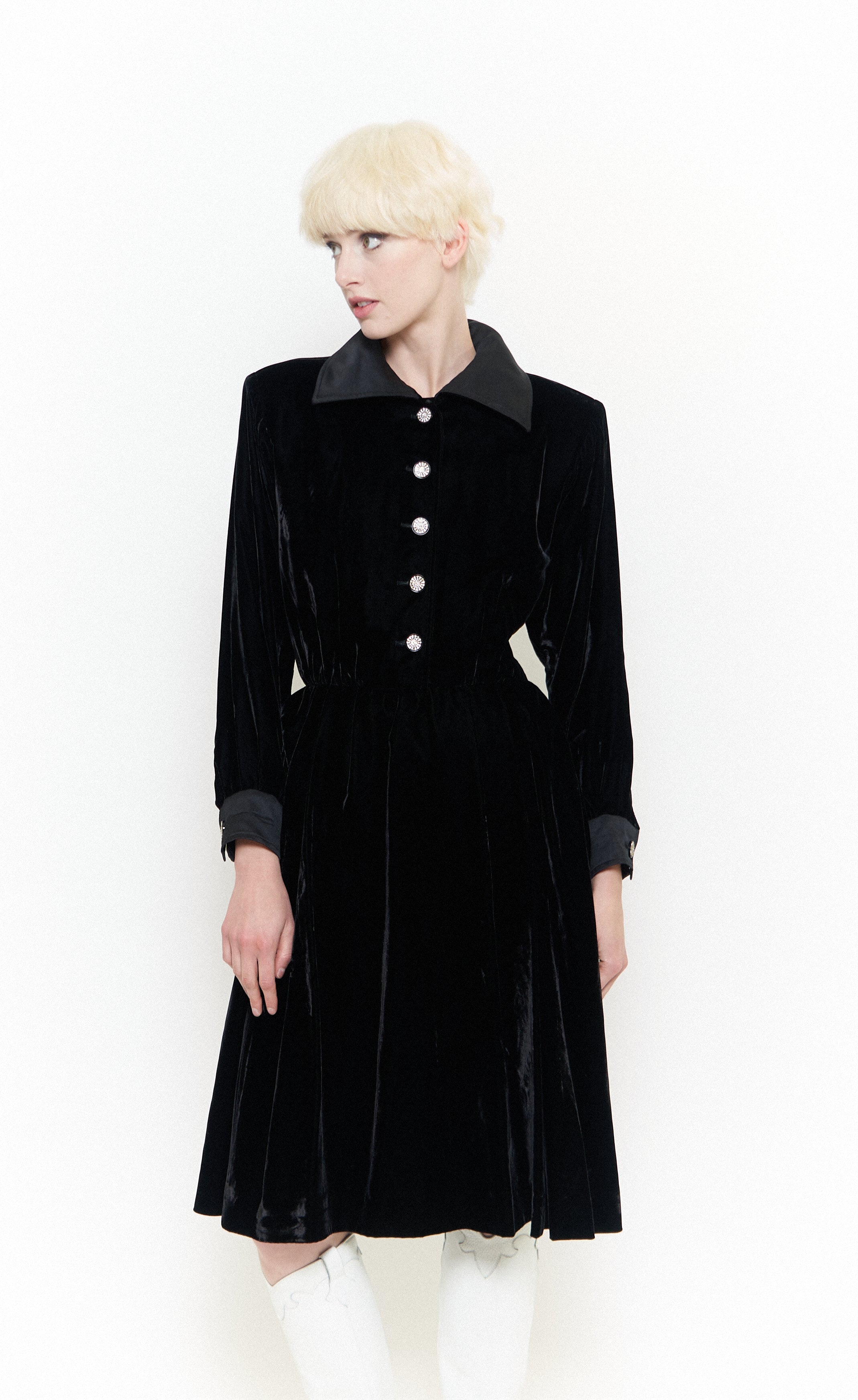 Yves Saint Laurent <br> 70's Rive Gauche velvet collared dress