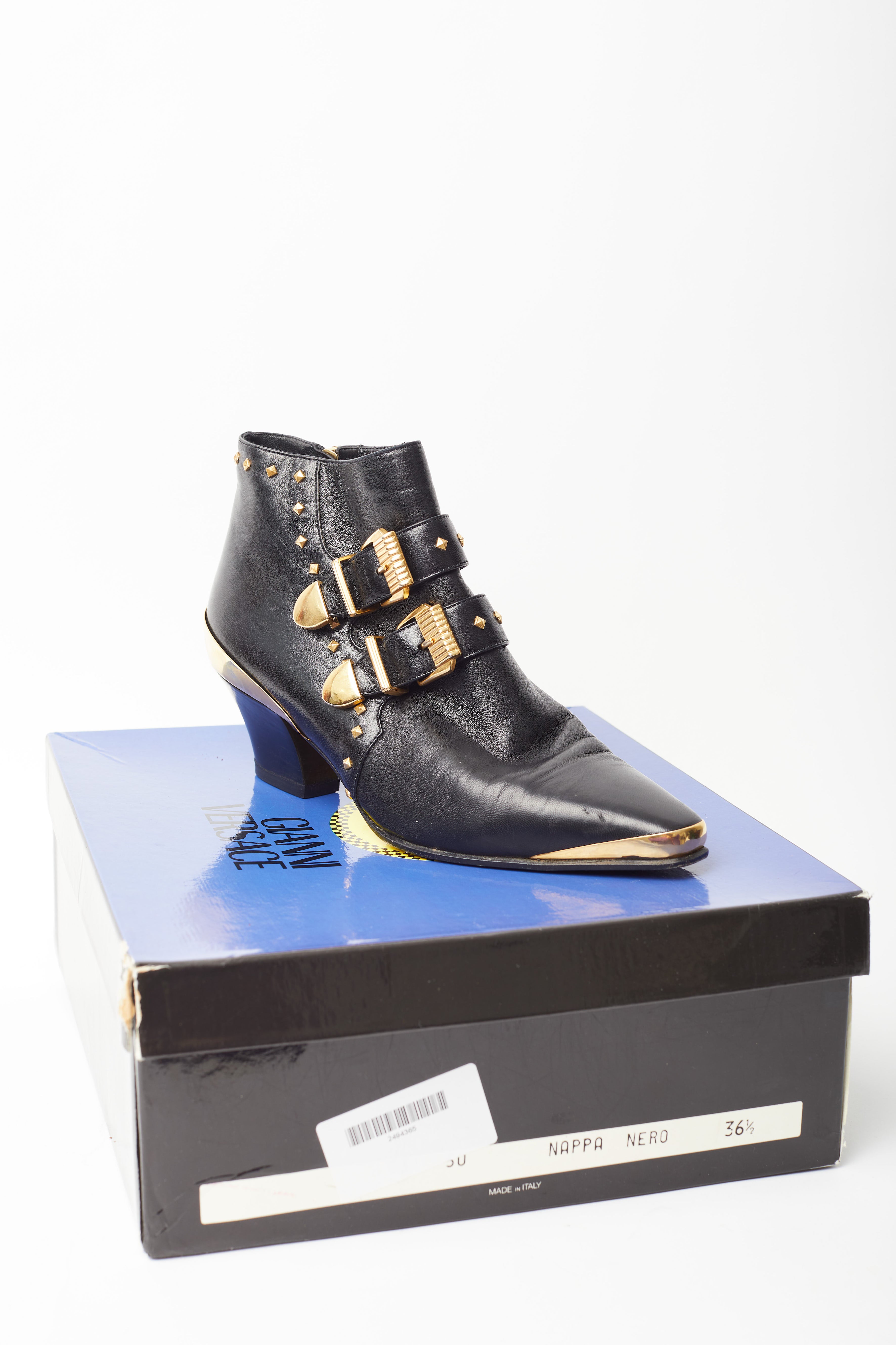 Gianni Versace <br> F/W 1992 'Miss S&M' runway studded leather ankle boots