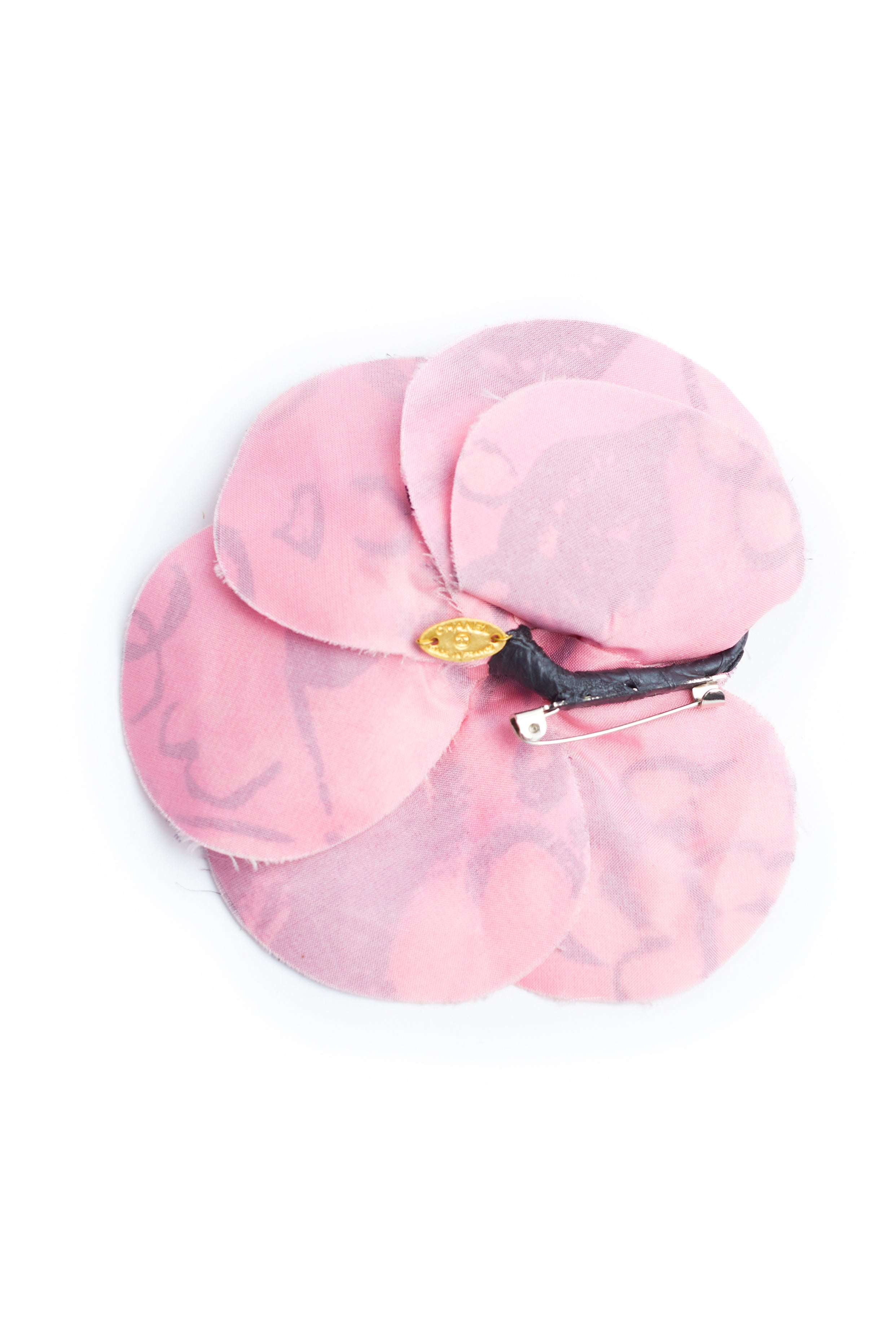Chanel <br> S/S 1993 printed camellia corsage brooch