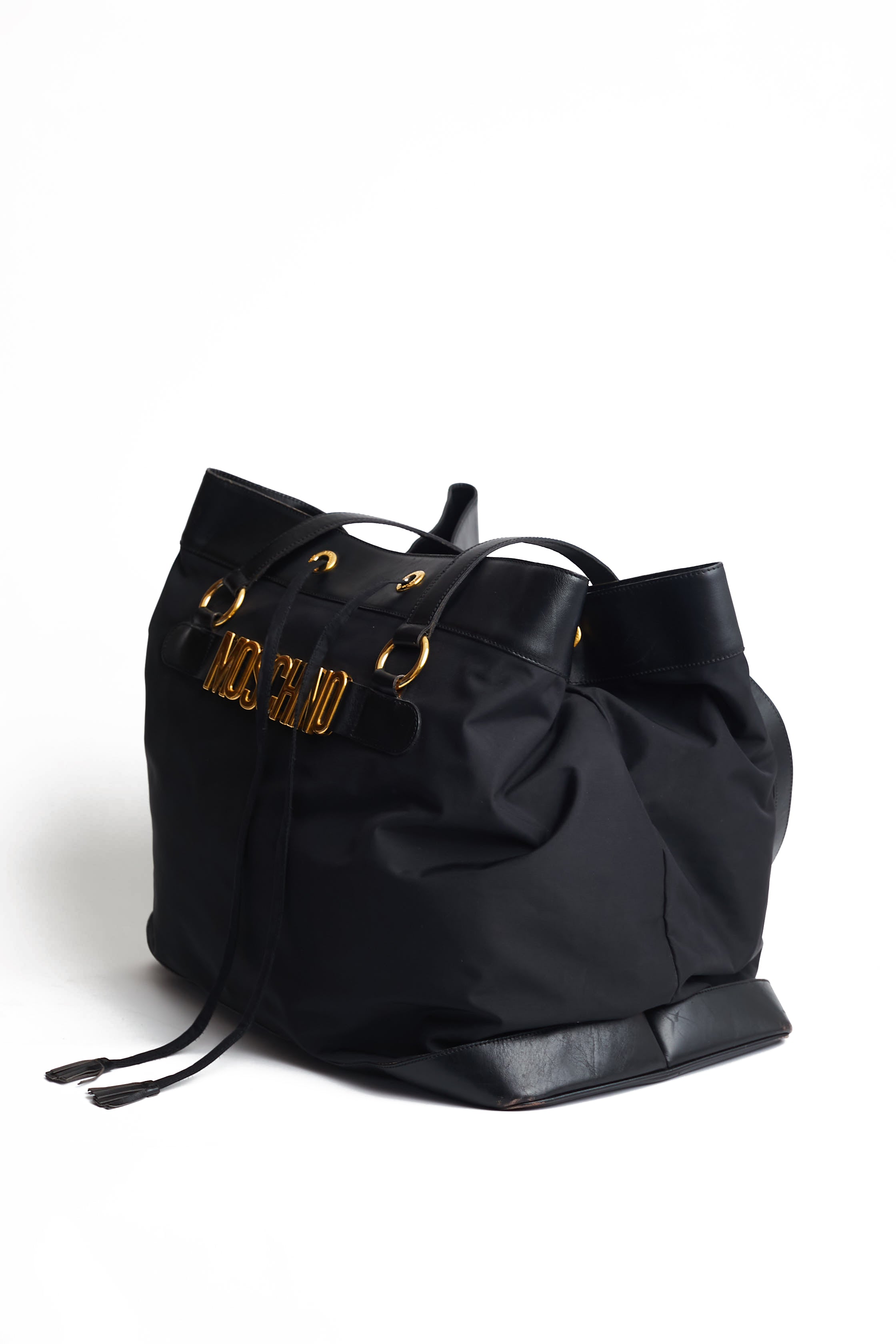 Moschino <br> 90's Moschino by Redwall XL logo tote overnight bag