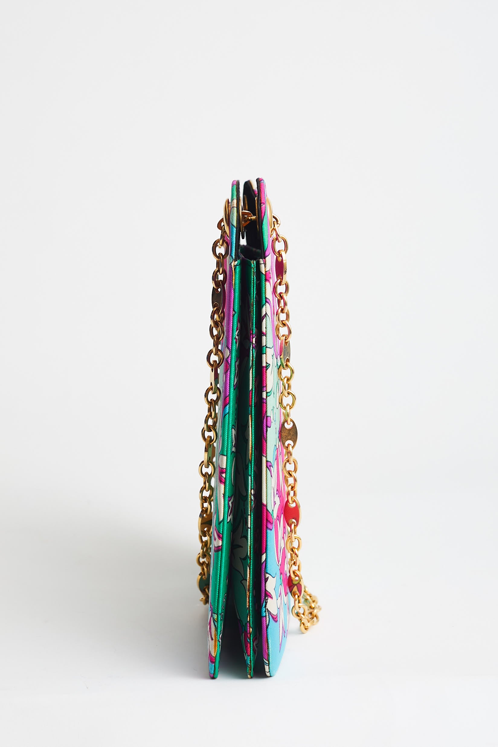 Emilio Pucci <br> 60's signed floral print silk chain strap bag