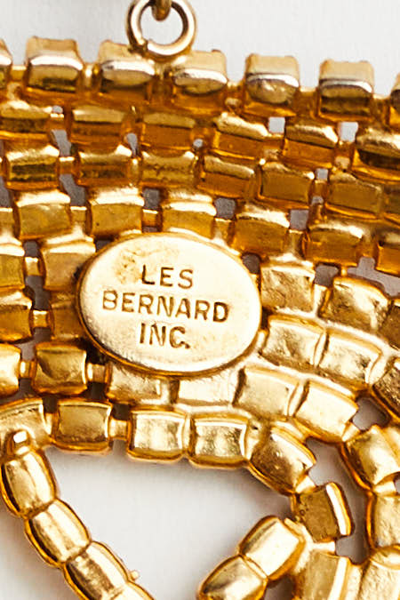 Les Bernard <br> 70's crystal 'Y' pendant necklace