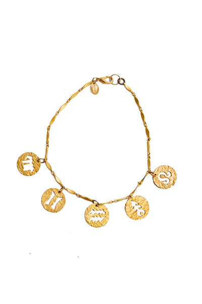 Paco Rabanne vintage 90's Zodiac symbol hammered gold necklace – Cara ...
