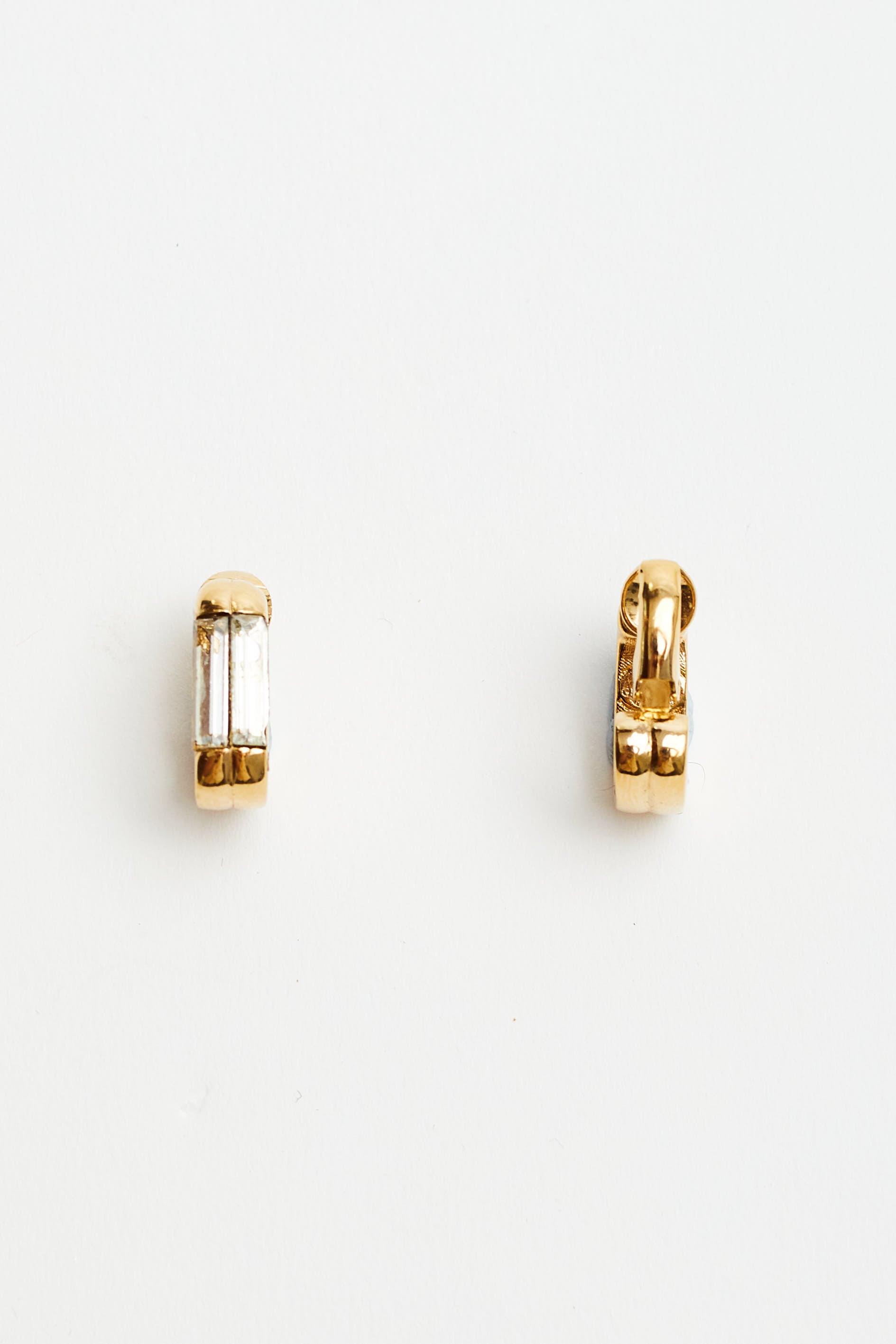 Givenchy <br> 70's/80's petite crystal & gold hoop huggie earrings