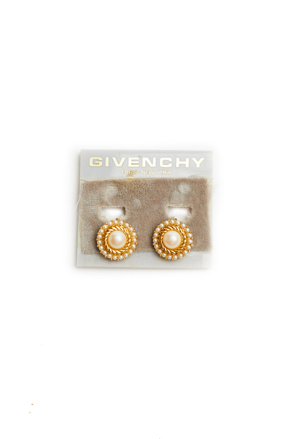 Givenchy <br> 70's/80's petite pearl & gold huggie earrings