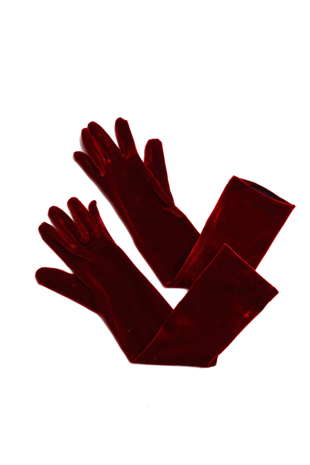 Agnes B <br> Stretch velvet opera length gloves
