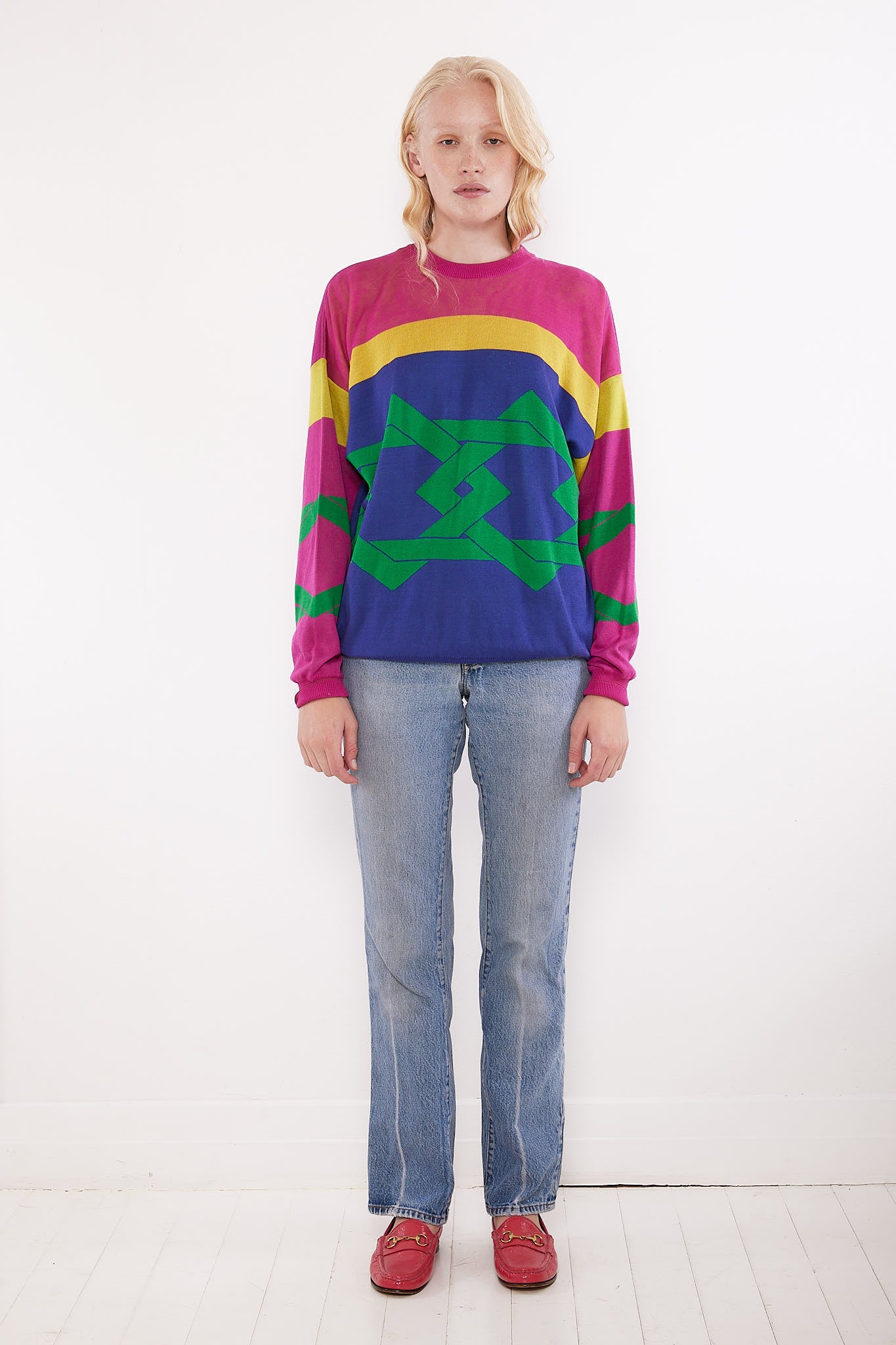 Gianni Versace <br> 90's graphic pattern knit sweater