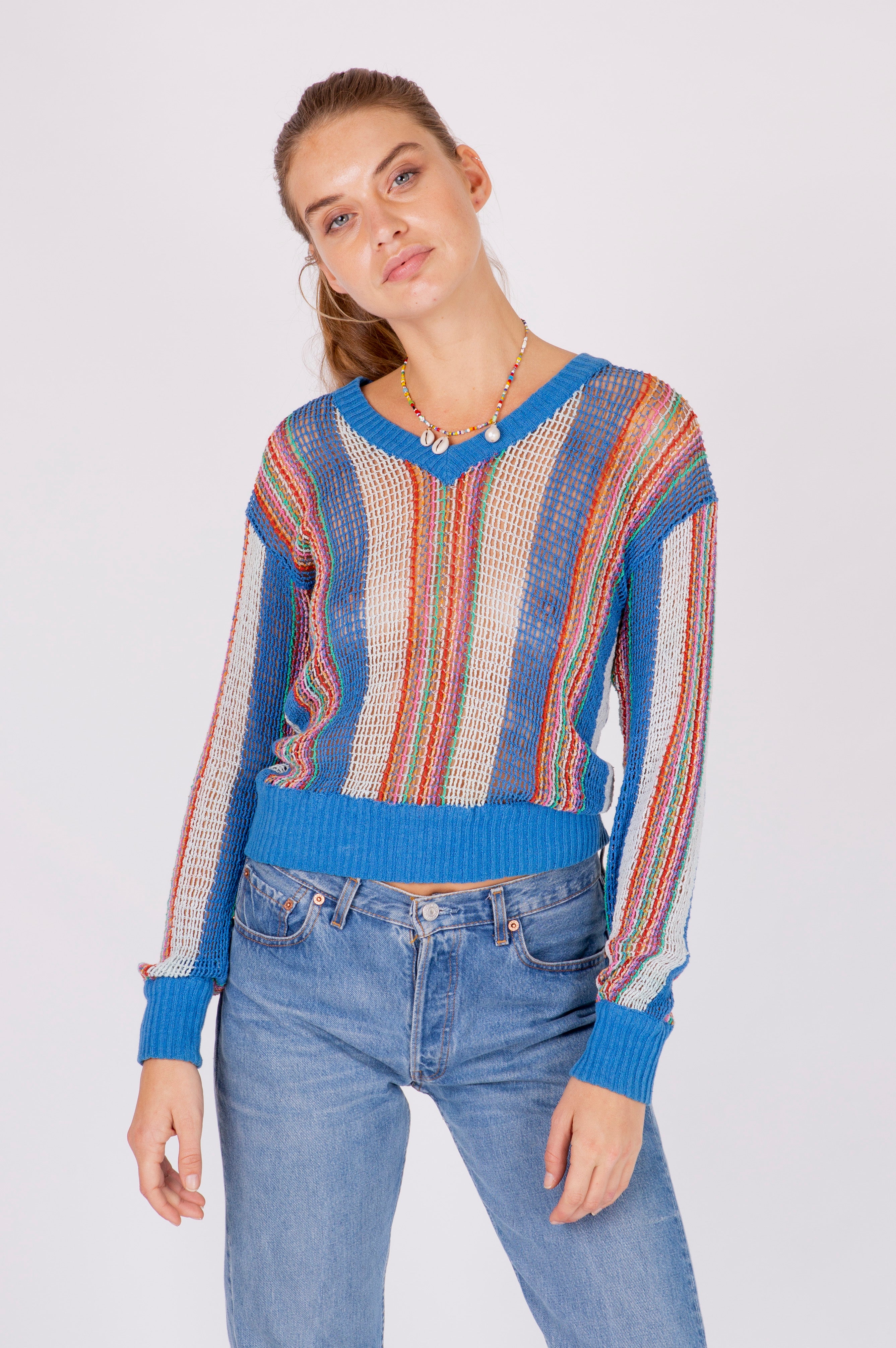 Missoni <br> 70's open weave rainbow knit
