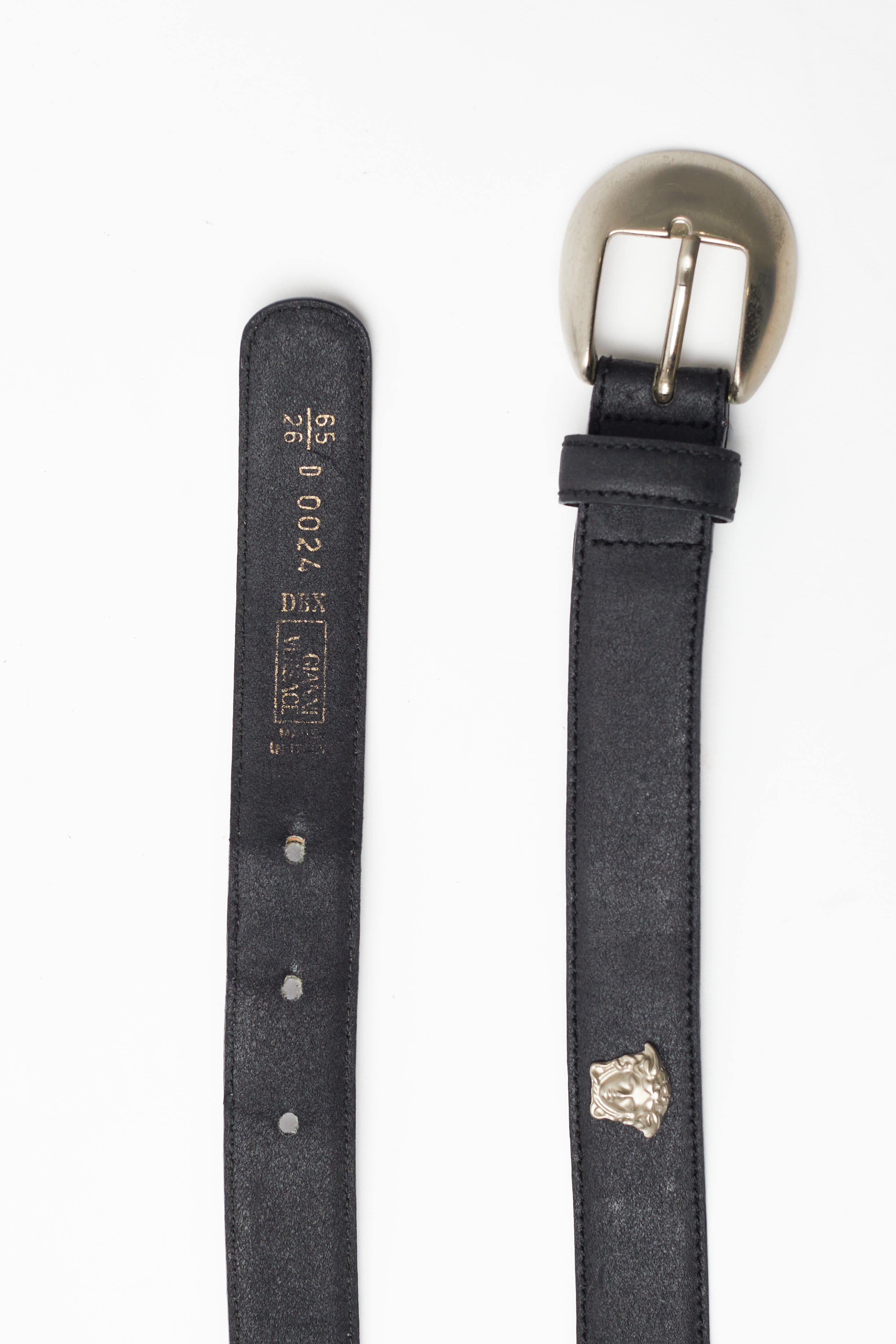 Gianni Versace <br> 90's silver Medusa head studded leather belt