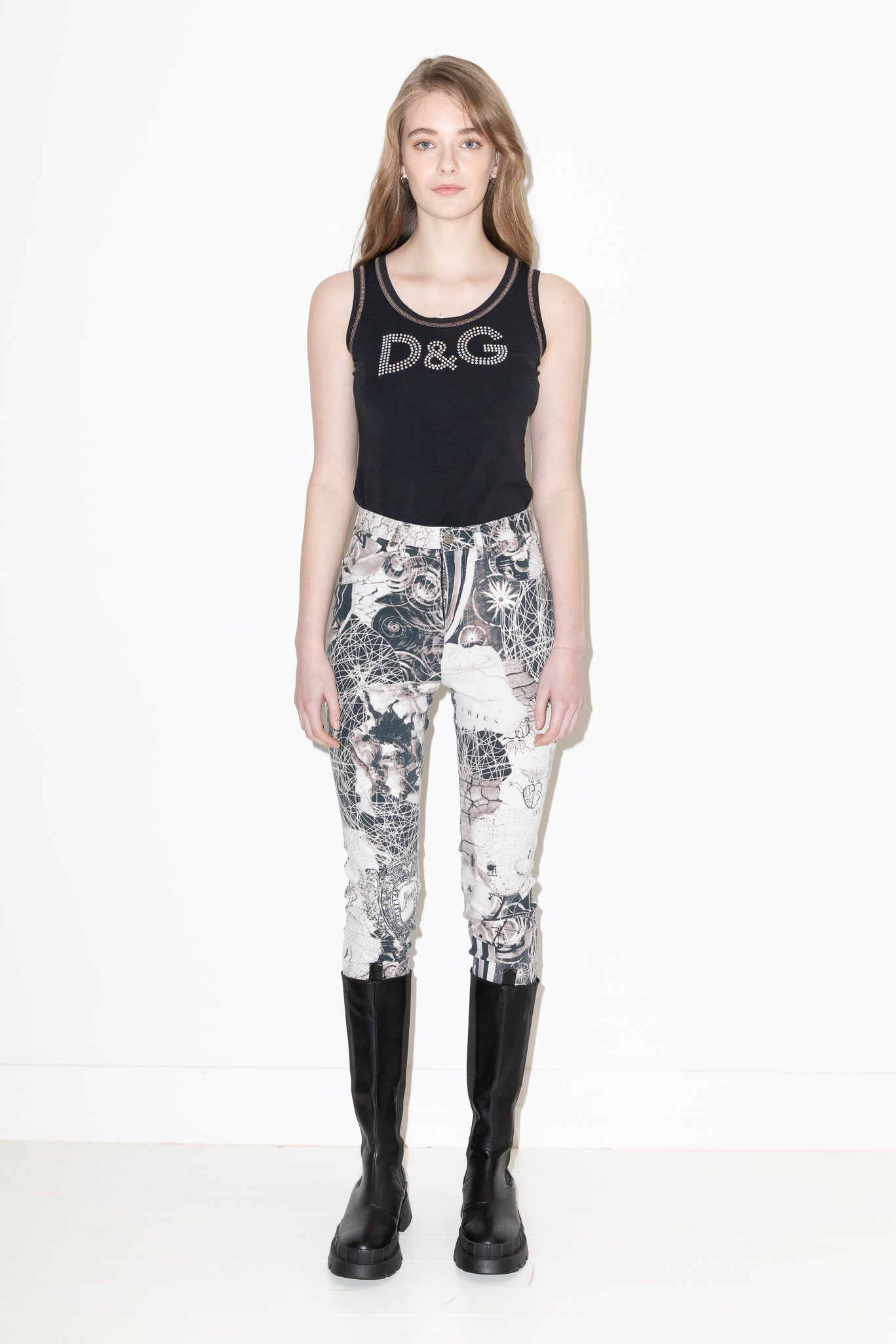 Christian Lacroix <br> 90's high waisted graphic print jeans