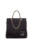 Chanel <br> Quilted jersey chocolate bar bag with leather woven chain straps