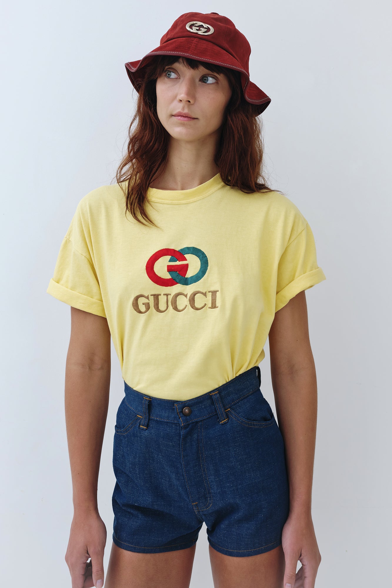 Gucci <br> Y2K suede logo bucket hat
