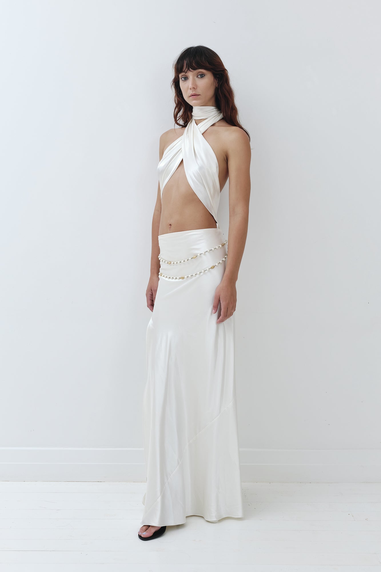 Jenny Bannister <br> 90's cross over front bias cut gown