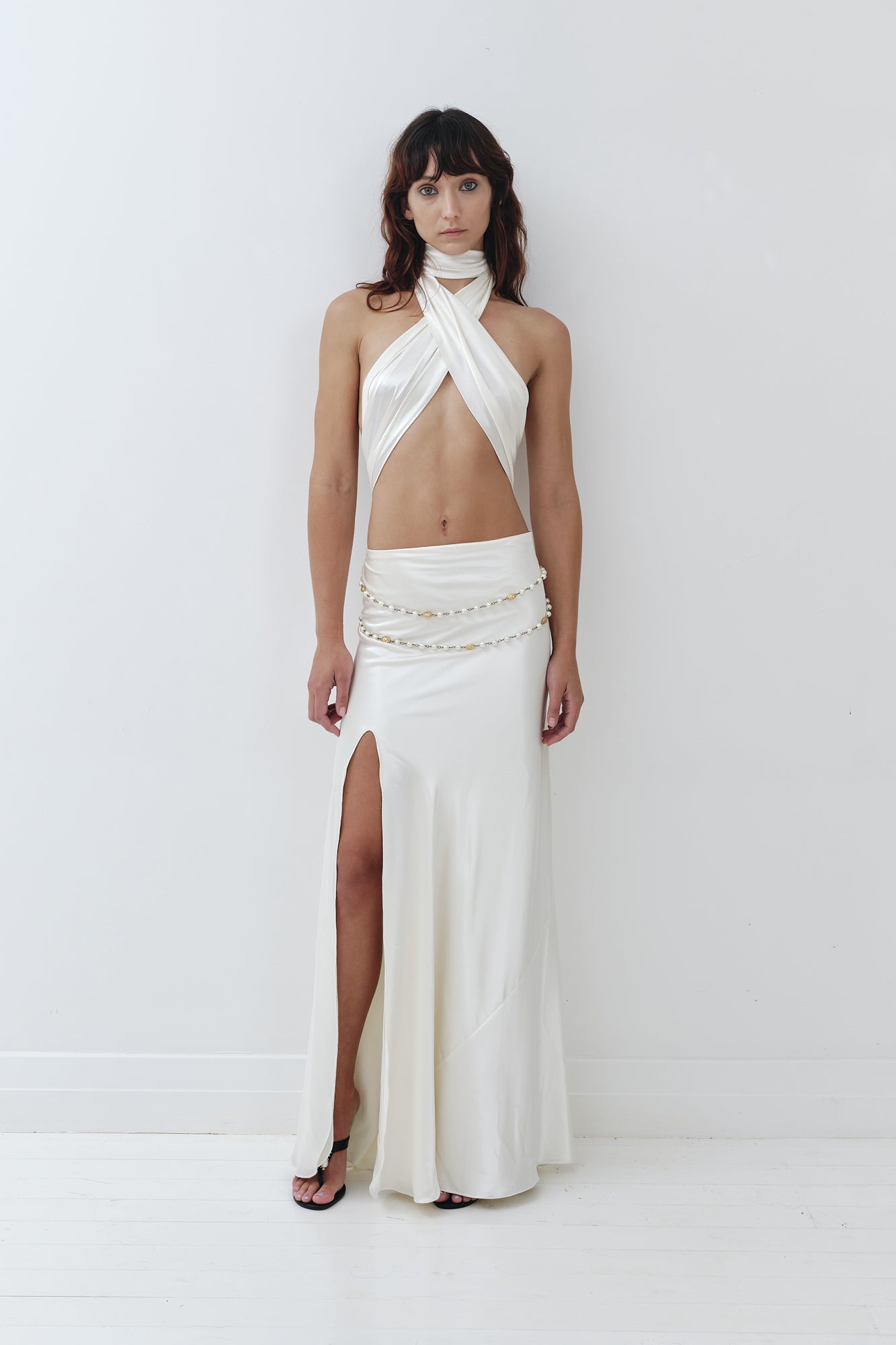 Jenny Bannister <br> 90's cross over front bias cut gown
