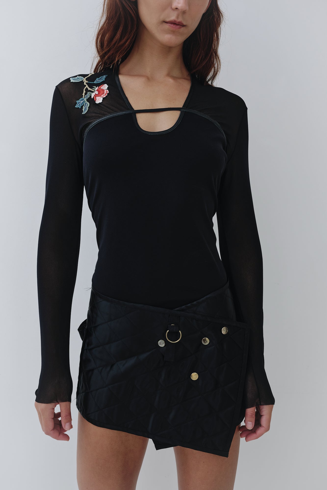 Vivienne Tam <br> 90's mesh embroidered cut-out top